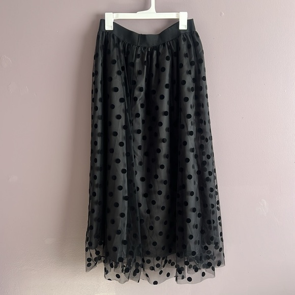 Black layered skirt polka dot Size 10/Large EUC - Picture 7 of 16